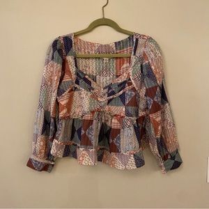 American Eagle sleeved crop top patchwork